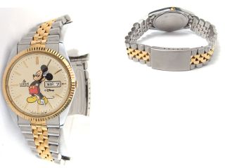   BY SEIKO MICKEY MOUSE WITH DAY DATE TWO TONE WATCH FOR MEN DISNEY
