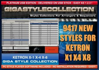 9400 NEW Styles for KETRON X1 X4 X8 Series + PC Style Player on USB 