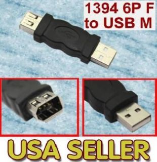 Firewire IEEE 1394 6 Pin Female to USB Male Adaptor Convertor NEW