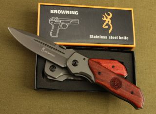 New BROWNING Titanium gray Red acid Quick open Knife 154