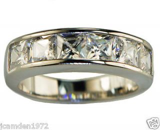 ladies 2.7 carat princess cut CZ CHANNEL SET ring Platinum Overlay 