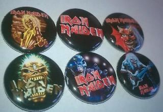 6x Iron Maiden Tour Badges Buttons shirt pins pinbacks NEW
