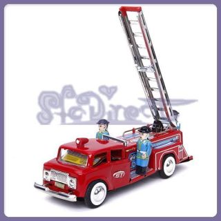   Friction Drive Toy Metal Fire Truck Engine w Siren Ladder clockwork