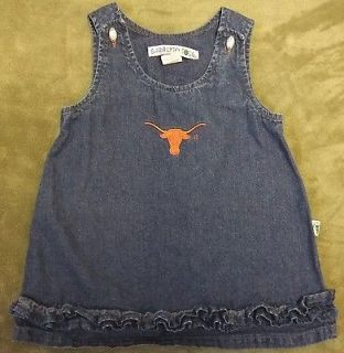 VGUC Baby Girls Texas Longhorns Denim Dress By Saralynn Togs Size 12 