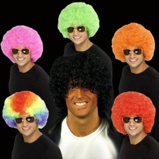   Adult Color Afros 70s 80s Retro Circus Clown Fun Afro Hair Costume Wig