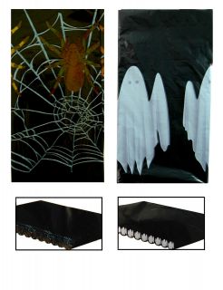   NEW BLACK PARTY PLASTIC TABLECLOTH TABLECOVER 54 X 108 TWO DESIGNS