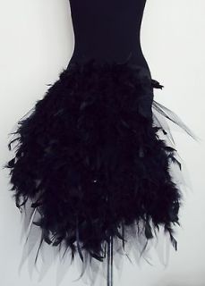 BLacK Burlesque TuTu Skirt Bustle Belt Feathers 6 12 Sexy