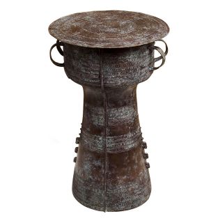 Antique Bronze Reproduction Thai Rain Drum Table  Large