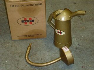 NOS VINTAGE HUFFY 1/2 GALLON OIL CAN N 204 w/ METAL FLEXSPOUT FUNNEL 