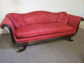 Antique 1930s Solid Mahogany Duncan Phyfe Federal Sofa