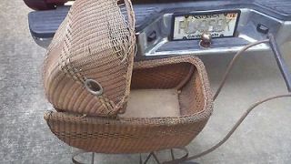 Antique Vintage Baby doll Wicker Buggy Stroller with Metal Iron Frame