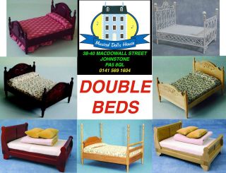 DOLLS HOUSE BEDROOM DOUBLE BED BEDS 1/12TH
