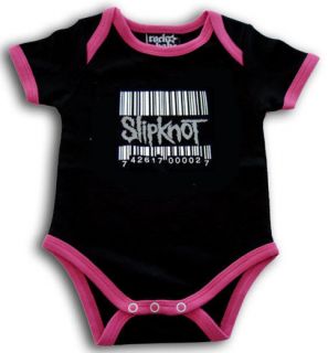 SLIPKNOT BARCODE BLACK with PINK TRIM BABY SUIT ROMPER SHIRT 4 GIRL 6 