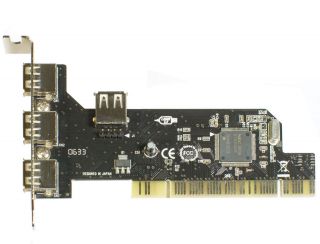 Low Profile (1U) USB 2.0 (3+1) PCI Card 3 External and 1 Internal 