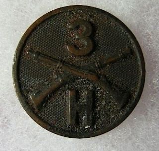 3rd INFANTRY US ARMY COMPANY H SCARCE ORIGINAL COLLAR DISK DISC 