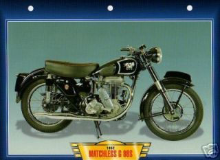Matchless G80 S G 80 1952 Motorcycle BIG Card Photo