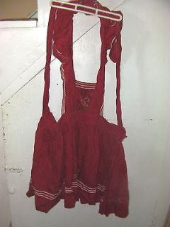 Vintage 1940s red pinafore w/ embroidery dog cat mexican costumes 