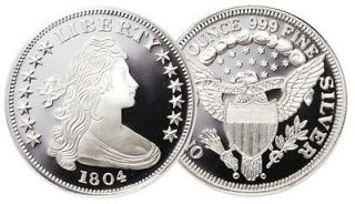 10   1 oz. 999 Fine Silver Rounds   1804 Bust Dollar Design   New   BU
