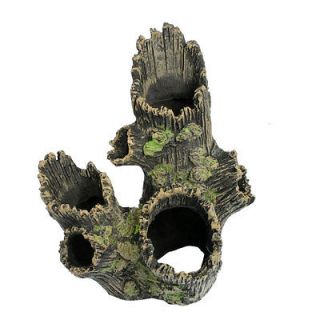 Resin Artificial Hollowed Out Tree Stump Stem Ornament Fish Tank