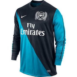New Arsenal FC Nike Navy/Turquoise Away L/S Football Shirt 2011 12 