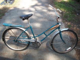 Antique 1960 JC Higgins  Flightliner bicycle bike chrome and blue 