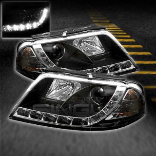  05 AUDI A4/S4 BLACK PROJECTOR HEADLIGHTS w/R8 STYLE DRL DAYLIGHT LED 