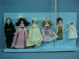 Victorian Doll Family wi Maid   Porcelain   #G7651  Dollhouse 
