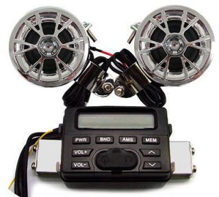 Motorcycle Audio System Handlebar FM Radio Stereo Amplifier 2 Speaker 