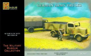 Pegasus 1/72 7610 WWII German Army Trucks w/Driver (2 Truck in Box)
