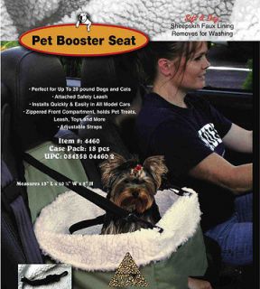 Pet Booster Seat Dog Seat For Car Auto With Leash & Faux Sheepskin 