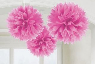   Pink POM DECORATIONS ~ Baby Bridal Shower Birthday Party Supplies