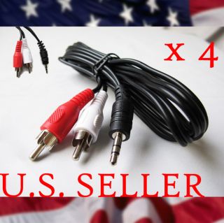4x 3.5mm AUX to RCA STEREO CABLE FOR iPhone 3G 3Gs 5ft