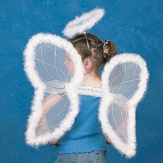 19 White Marabou Feather Angel Wings And Halo Costume