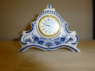 Rare Collectible Vintage Delft blue quartz clock made in Holland 