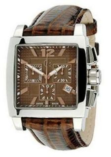 GUESS COLLECTION SWISS MENS GC CHRONO BROWN CROC LEATHER GENEVA WATCH 