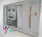 Baby Christening Baptism picture frame CROSS made with SWAROVSKI 