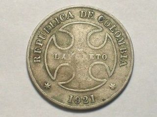 1921 Columbia 50 Centavos KM# L13 VG Leprosarium Coinage 