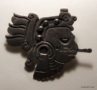   TAXCO Mexican Sterling AZTEC Warrior Pin Brooch ANA & Eagle Mark