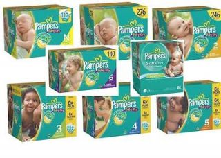 Pampers Baby Dry Diapers & Wipes Sizes Newborn 1 2 3 4 5 6 BULK LOWEST 