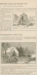 1890 AD Lawn & seaside, wall tent   advertising