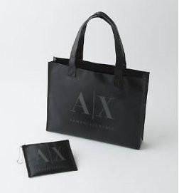 Armani Exchange Black Nylon Tote Bag w/ Small Cosmetic Bag   Brand New