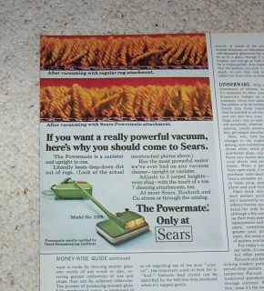 1972 ad    Powermate shag carpet vacuum cleaners vintage 