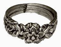 Sterling Silver PUZZLE RING 4 Band Antiqued Rose Design