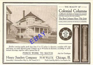 1906 HENRY SANDERS COLONIAL WOOD COLUMNS AD PORCH