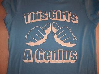 This Girls a Genius T shirt Einstein, Big Bang, Ladies Blue Top 