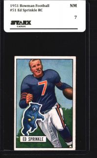 1951 Bowman Football #051 Ed Sprinkle RC STX 7 NM