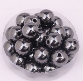 Wholesale Black Color Magnetic Hematite Ball Findings Spacer Beads 