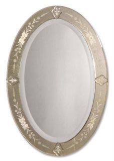 Ornate Victorian Leaf Metal Frame Bathroom Entry Mirror