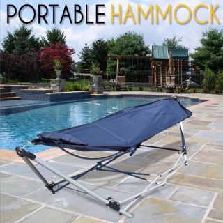   Folding Hammock With Pillow Carrying Bag Beach Lounge Camping Bed Cot