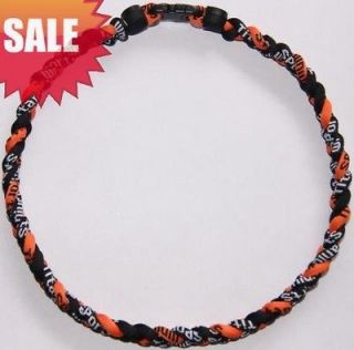   Ionic Titanium Baseball Sports goods Tornado Necklace Black Orange 20